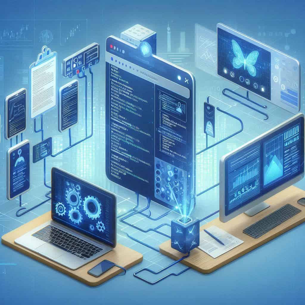 Un flusso di lavoro automatizzato che mostra le fasi di generazione di un report, dal codice al PDF finale
