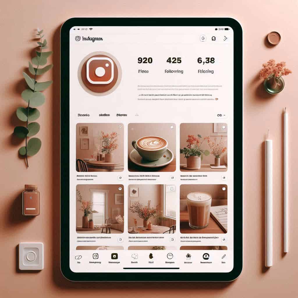 Schermata mockup di Instagram su iPad con layout a due colonne, barra laterale per le storie e feed adattato al display wide, evidenziando componenti di navigazione ottimizzati